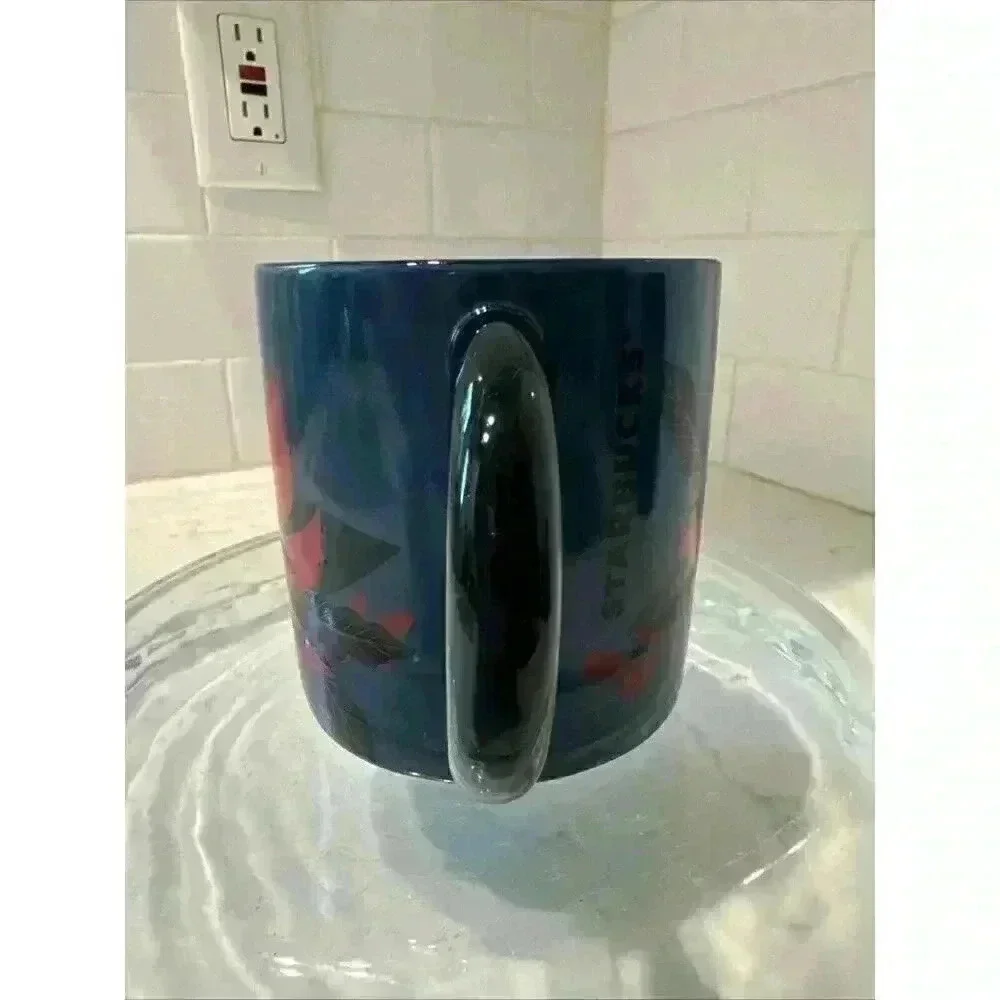 Starbucks Royal Blue Floral 2021 Coffee Mug Cup 12 Oz Ceramic Collectible